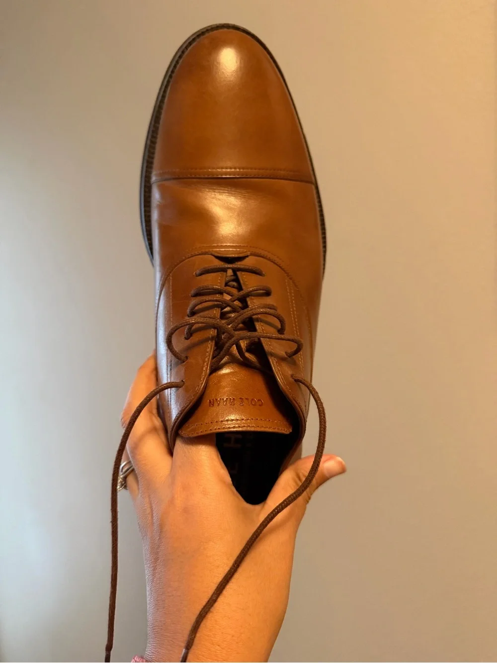 Cole Haan Men’s Tan Leather Cap-Toe Derby